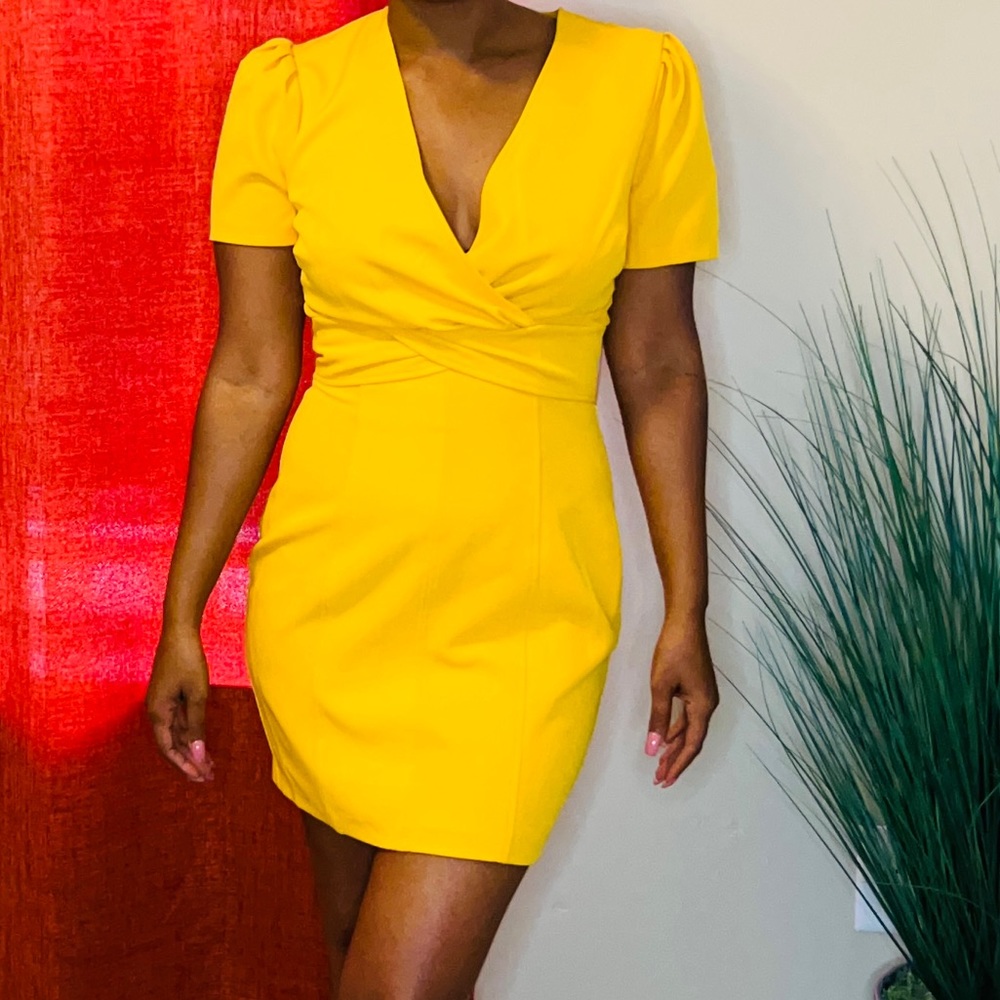 LDT Gianna Twist Front V Neck Mini Dress